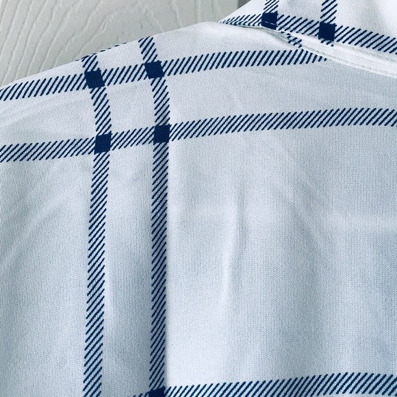 Plaid Short Sleeves Button Down Blouse in Blue - Picture 7 of 7